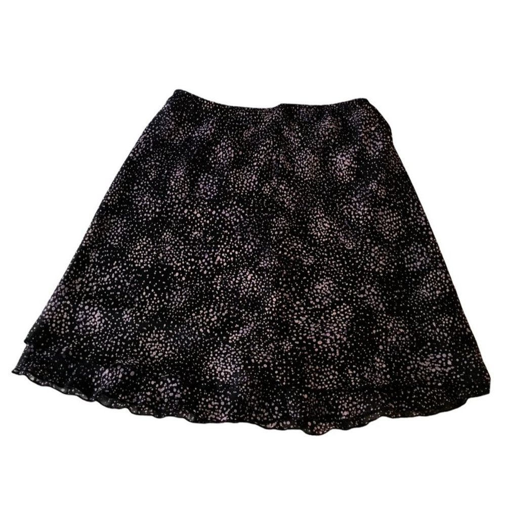 I.N. Studio Skirt In Studio Black Purple Dots Pull On Elastic Waist Work Large